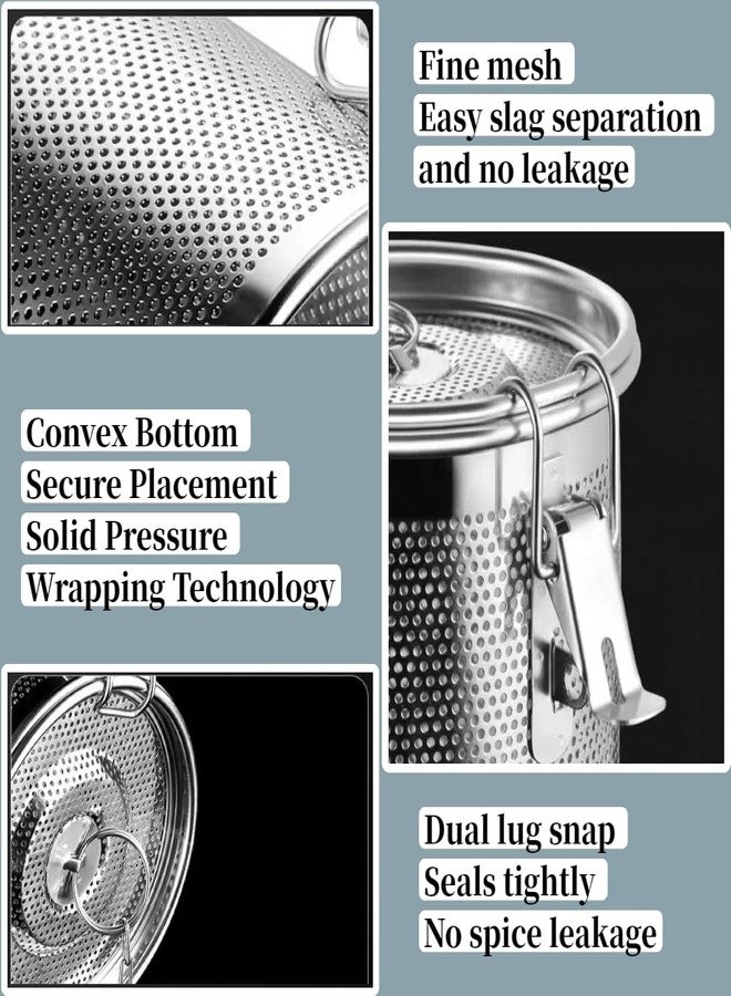 LYCNAGOGUE Seasoning Strainer, Stainless Steel Spice Filter, Cooking Spice Filter, Mesh Design Tea Ball Strainer Soup Seasonings Seperation Basket Filter with Chain Hook for Home Restaurant (10x11cm-(0.86L)) - Image 3