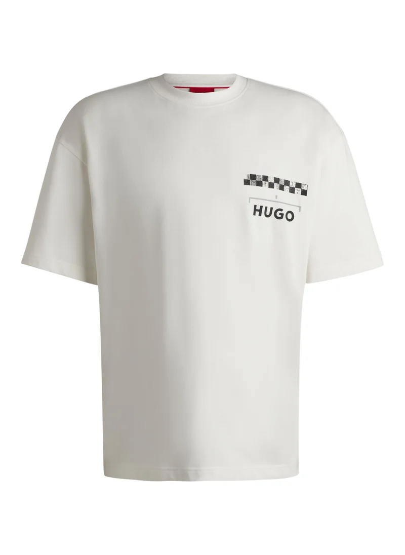 HUGO Cotton-jersey T-shirt with racing prints