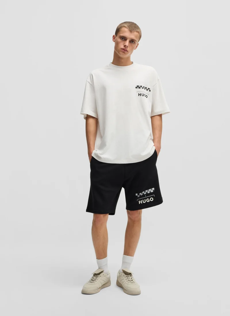 HUGO Cotton-jersey T-shirt with racing prints