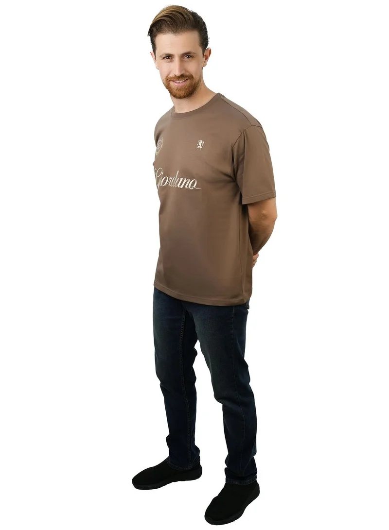 GIORDANO  Men’s Relaxed Fit Printed Crew Neck Cotton Jersey Tee for Men | Best Price UAE