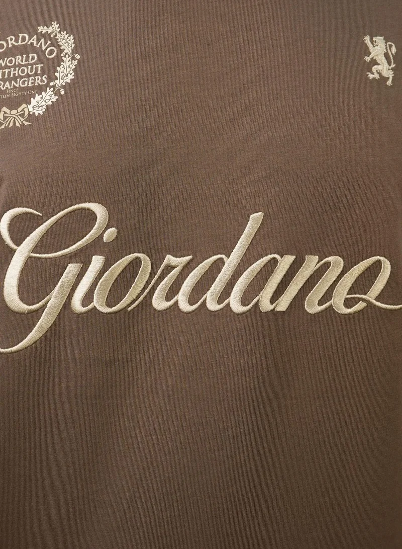 GIORDANO  Men’s Relaxed Fit Printed Crew Neck Cotton Jersey Tee for Men | Best Price UAE