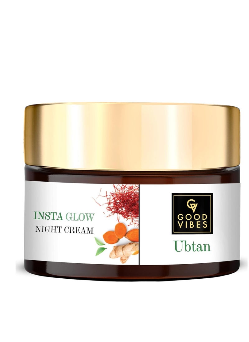 Good Vibes Good Vibes Ubtan Night Cream | with Saffron Turmeric & Vitamin B3 | Hydrating Overnight Restorative Moisturizer for Skin | No Parabens or Sulfates 1.76 Oz/50ml 
