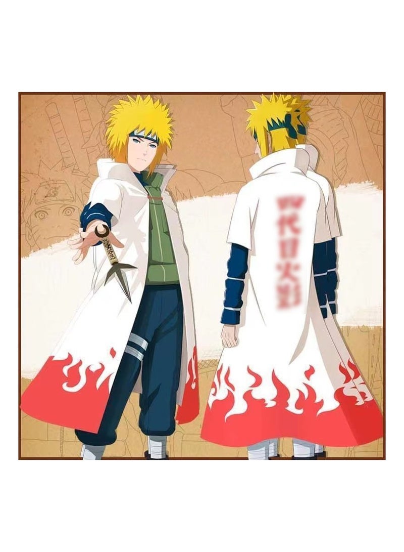 Unisex Naruto Ninja Long Robe Costume Minato Namikaze Cosplay Cape Robe Fourth Ninja Cloak Adult And Kids Costume Uniform Size XL - Image 5