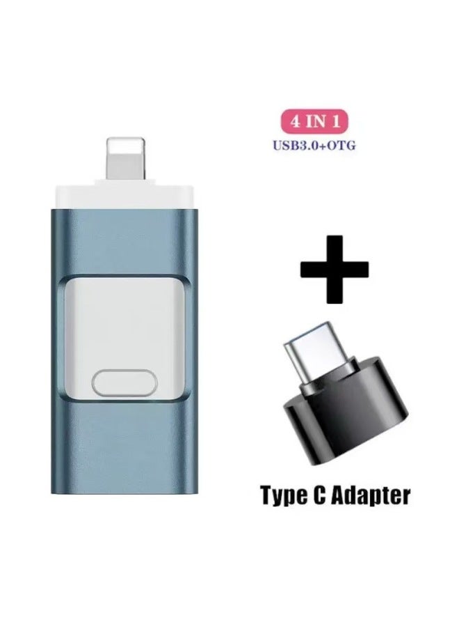 محرك ذاكرة يوب USB 8 جيجابايت 256 جيجابايت محرك يوب USB متعدد الوظائف متوافق مع أجهزة آبل أجهزة كمبيوتر مدعومة بتقنية أوتي جي OTG وهواتف تيب سي Type-C - Image 1