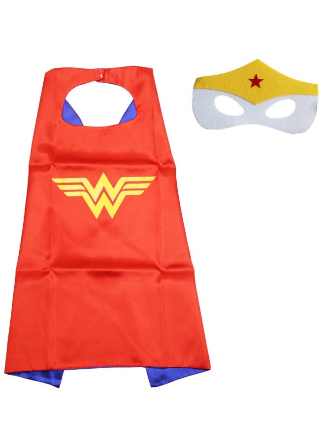 Wonder Woman Cape and Mask Costume Set for Kids– Kids Superhero Costume for Girls – Wonder Woman Costume Halloween Costume for Girls,Cosplay Dress Up for Role Play - Image 1