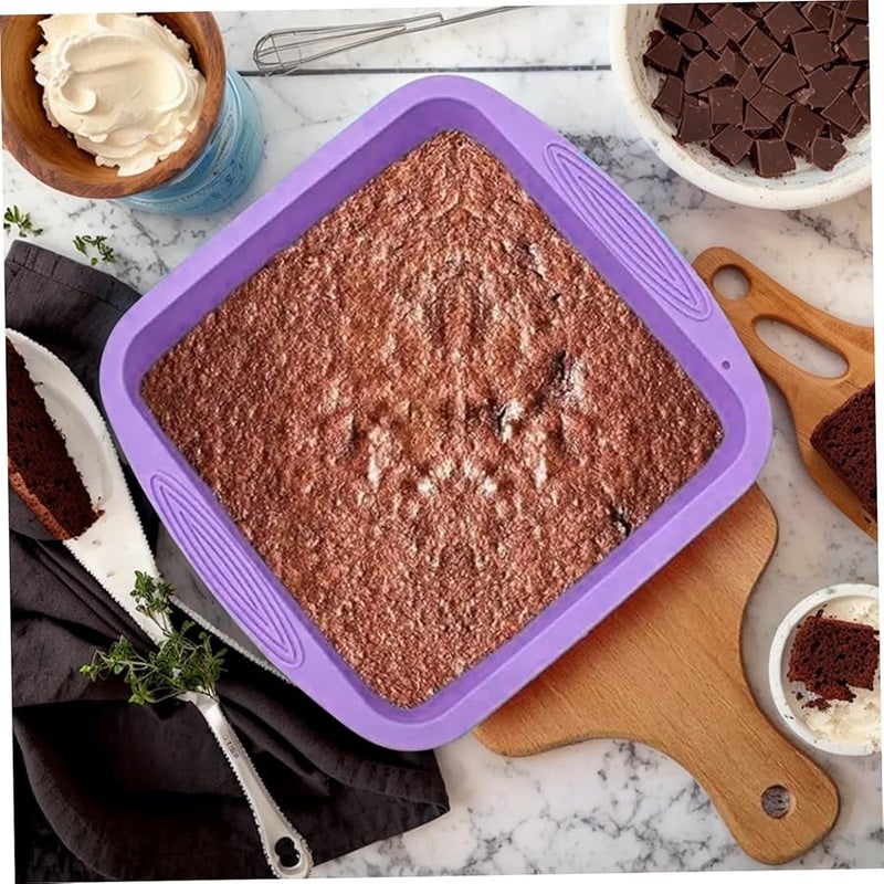 Taiahiro 9.5x9.5 Inch Square Silicone Baking Pan Heat Resistant Easy Release Non Slip For Brownies Cake Bread - Image 5