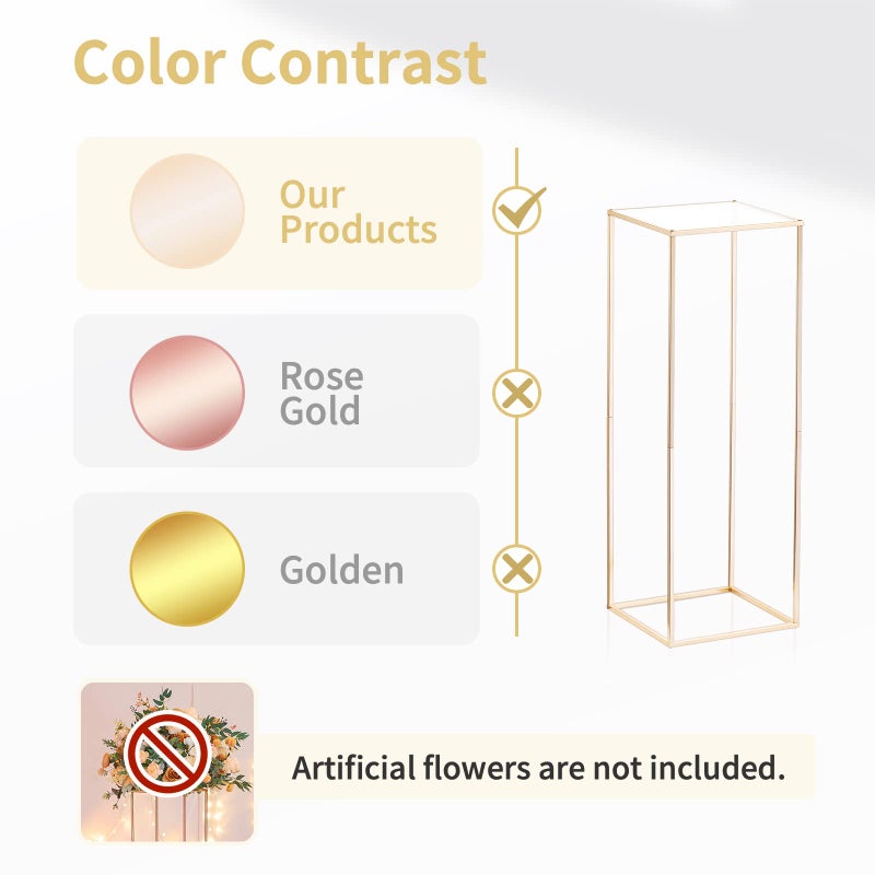 Nuptio Gold Vases for Centerpieces Wedding with Acrylic Panel - 2 Pcs 31.5 inch Tall Metal Flower Vase Flowers Stand - Elegant Bulk Weddings Decoration Table Geometric Centerpiece for Party Tables - Image 4