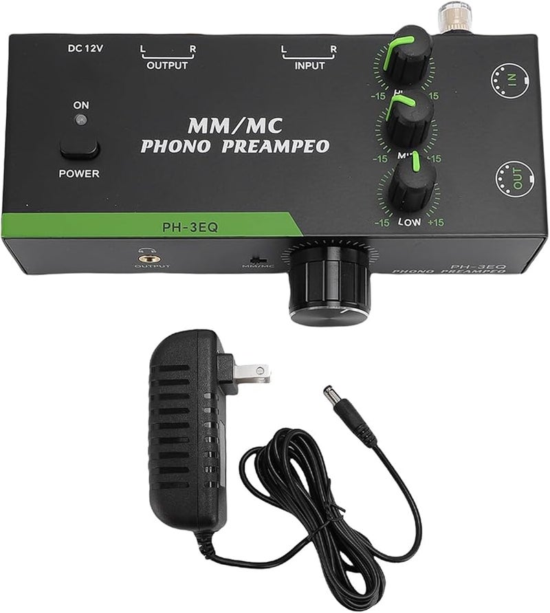 Turntable Preamplifier with 3 Band Equalization 3.5mm Headphone Output Low Noise Phono Preamp - Image 2