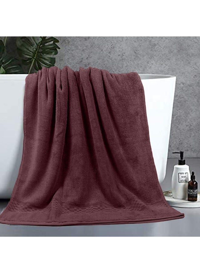 BYFT Home Ultra (Burgundy) Premium Cotton Bath Sheet (90 X 180 Cm-Set Of 2) Highly Absorbent, High Quality Bath Linen With Checkered Dobby 550 Gsm - Image 1