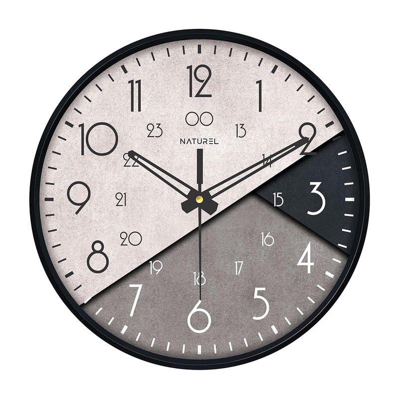 NATUREL Plastic Round Shape Multicolor Wall Clock with Black Frame - Image 1