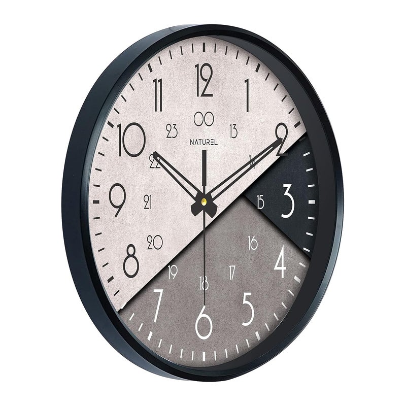 NATUREL Plastic Round Shape Multicolor Wall Clock with Black Frame - Image 3