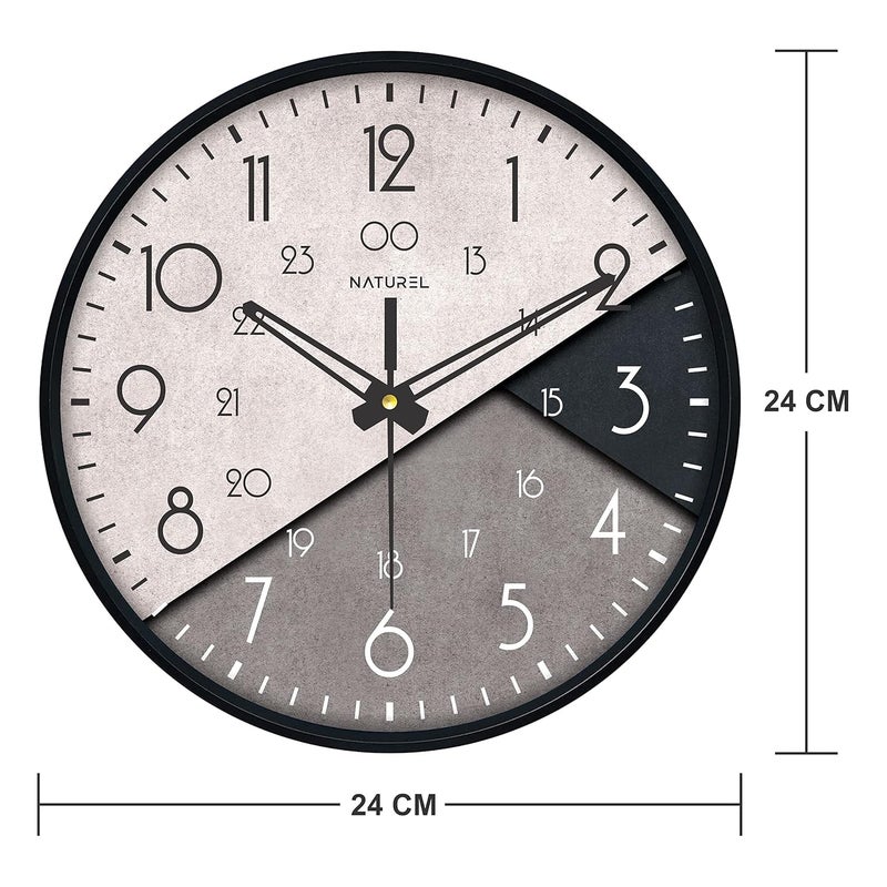 NATUREL Plastic Round Shape Multicolor Wall Clock with Black Frame - Image 2