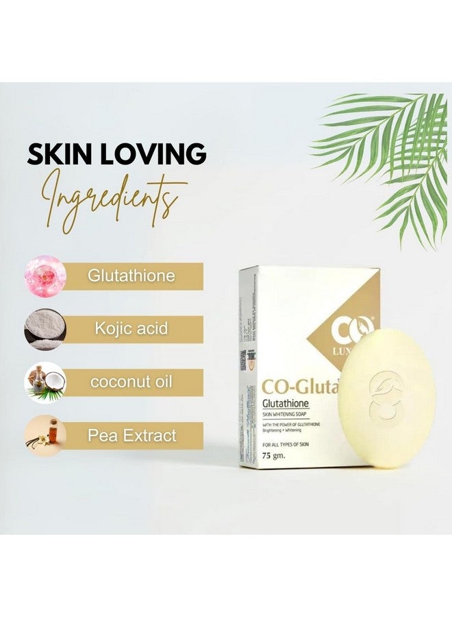 CO Luxury Glutathione Skin Brightening Soap With Kojic Acid | For Pigmentation & Sun Damage | Soap For Men & Women | Suitable For All Skin Types | 75G Each | Pack Of 2 - Image 2