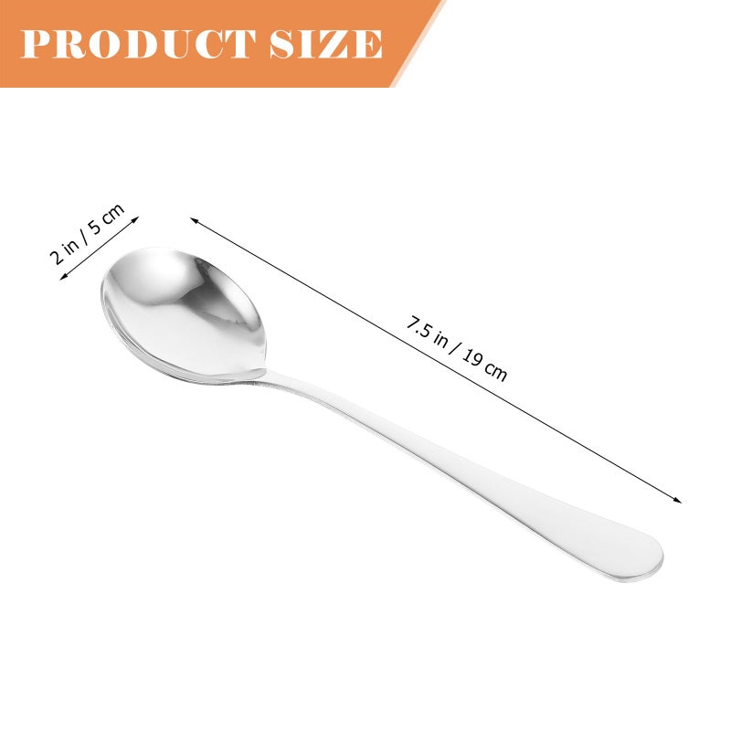 6Pcs Stainless Steel Soup Spoons Set With Deep Round Bowls For Kitchen Dining - Image 3