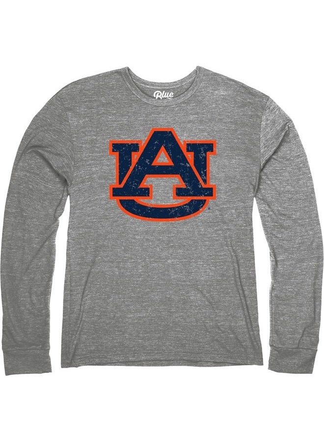 Blue 84 Men's Auburn Tigers Tri-Blend Long Sleeve T-Shirt Vintage Icon Heather Grey, Grey, Large - Image 3