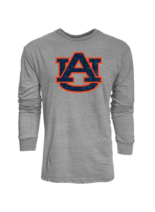 Blue 84 Men's Auburn Tigers Tri-Blend Long Sleeve T-Shirt Vintage Icon Heather Grey, Grey, Large - Image 2