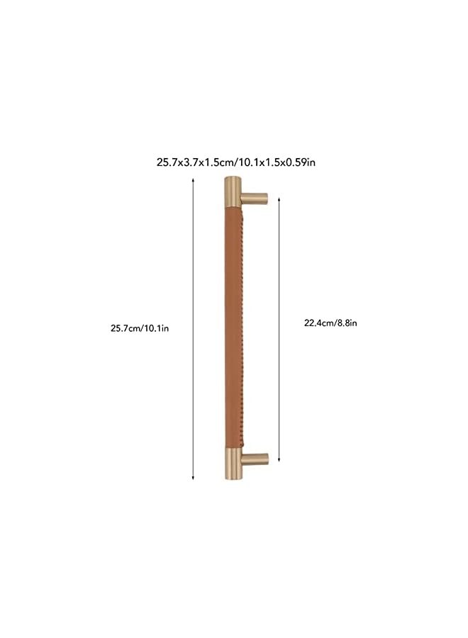 PROMASS promass Cabinet Door Handle, Brass Leather Light Luxury Cupboard Bar Pull Handle 224MM Hole Pitch with Screws Hardware Drawer Handles for Home, Wardrobe, Drawer (Light Brown)  - Image 5