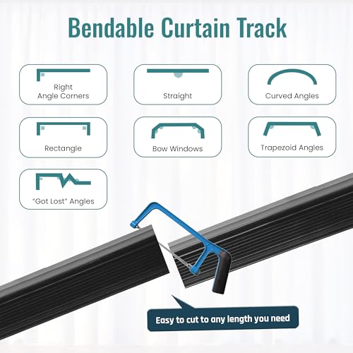 UrbanRed Flexible Bendable Ceiling Curtain Track, 16.4FT (5m), Mount for Rail with Curtain Tracks System, Room Divider, Curtains Rod, RV Ceiling Track for Curtains, Black - Image 3