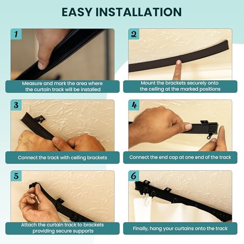 UrbanRed Flexible Bendable Ceiling Curtain Track, 16.4FT (5m), Mount for Rail with Curtain Tracks System, Room Divider, Curtains Rod, RV Ceiling Track for Curtains, Black - Image 5
