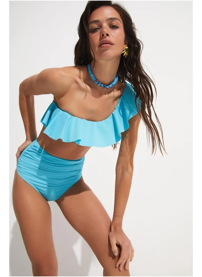 JUNE June Frilled One Shoulder High Waist Bikini Set