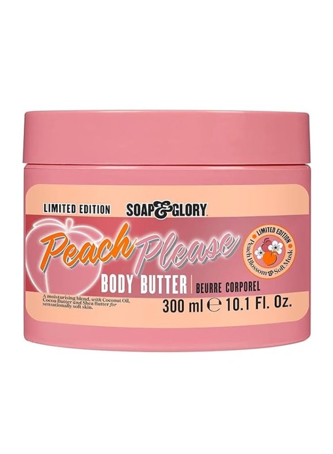 Soap & Glory Peach Please Body Butter - Limited Edition Shea Moisturizer with Peach Blossom Infused Mango and Coconut Butter - Rich Scent-Sationally Soft Skin Formula 300ml
