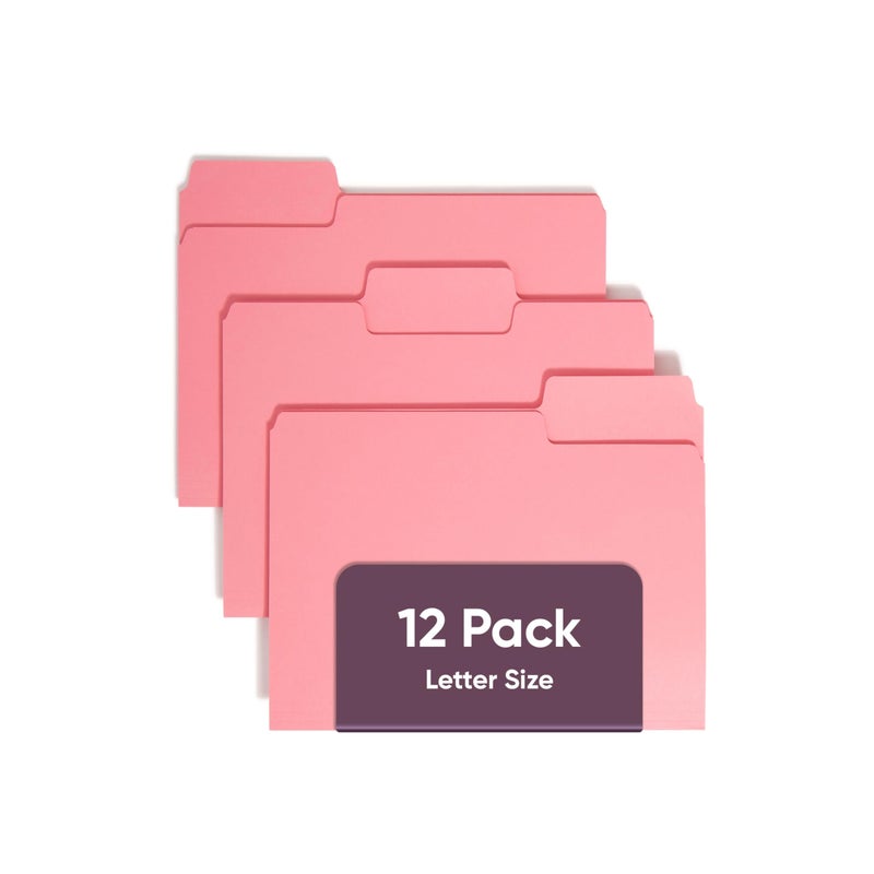 Smead SuperTab File Folders, Oversized 1/3-Cut Tab, Letter Size, Dark Pink, 12 per Pack (11819) - Image 1