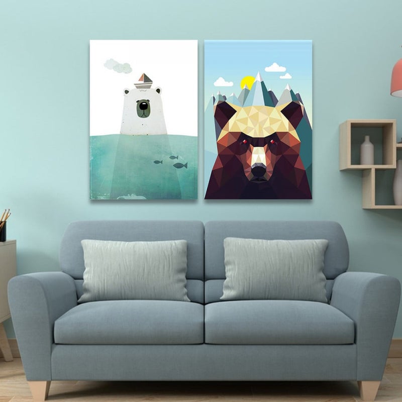 Marktna Double canvas print with a bear design - Image 1
