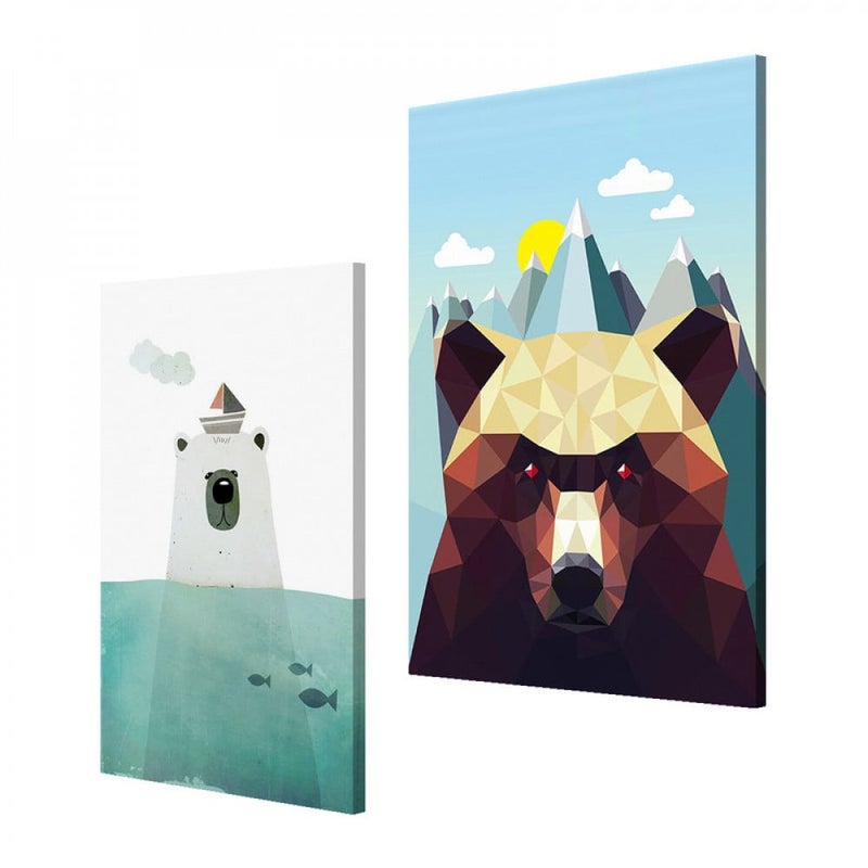 Marktna Double canvas print with a bear design - Image 2