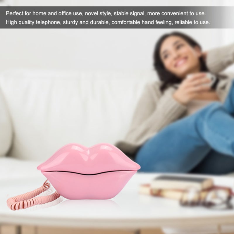 Desktop Landline: Pink Lips Shape - Eco-Friendly Material European Style Telephone for Home Office - Image 4