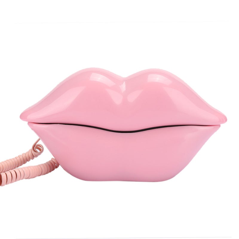 Desktop Landline: Pink Lips Shape - Eco-Friendly Material European Style Telephone for Home Office - Image 3