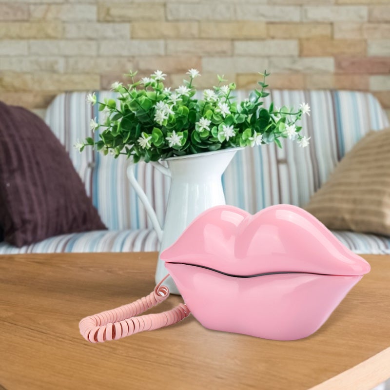 Desktop Landline: Pink Lips Shape - Eco-Friendly Material European Style Telephone for Home Office - Image 1