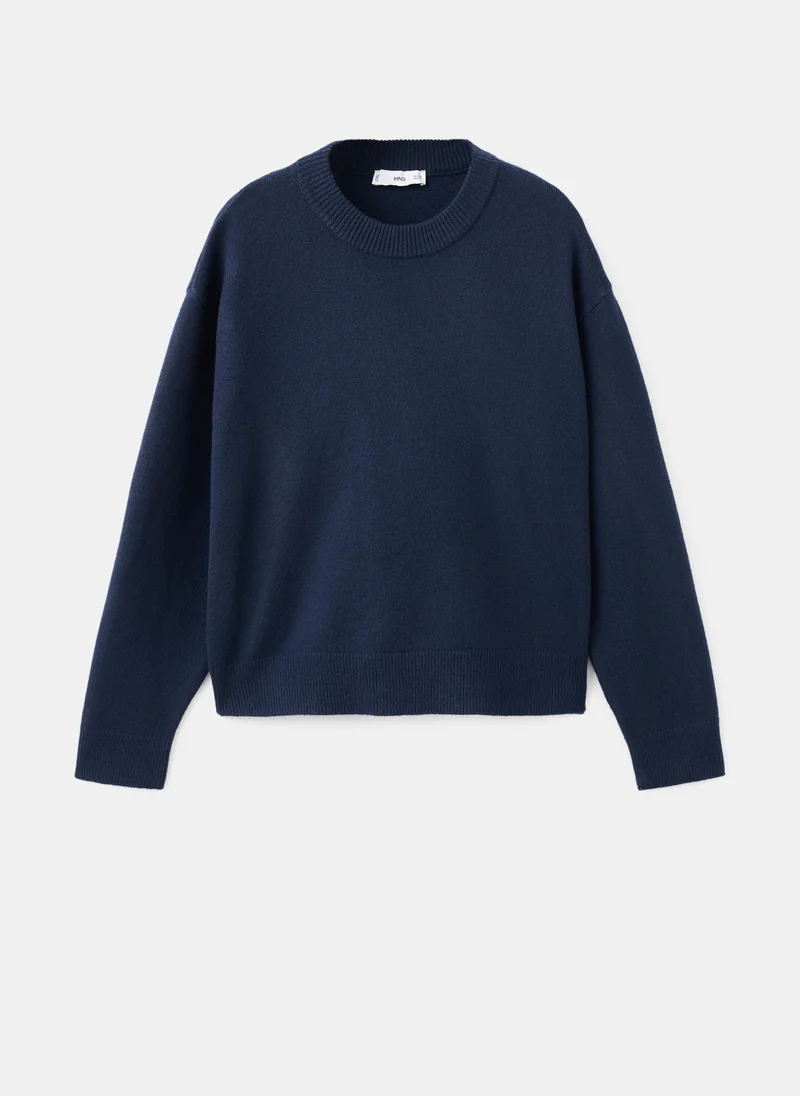 مانجو كنزة صوفية بياقة دائرية