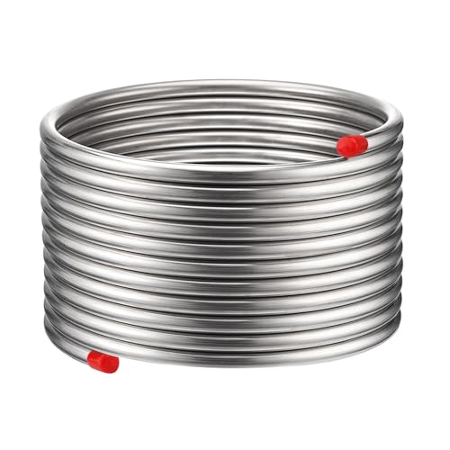 Vigorous Wort Chiller 38 x 25 Ft Food Grade 304 Stainless Steel Coil Water Chiller for Ice Bath Beer Brewing Tubing Coil Stainless Steel Immersion Chiller - Image 1