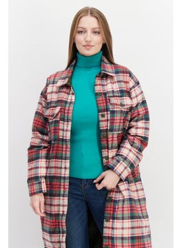 Eddie Bauer Women Spread Collar checkered Shirt Jackets, Pink Combo  - Image 4
