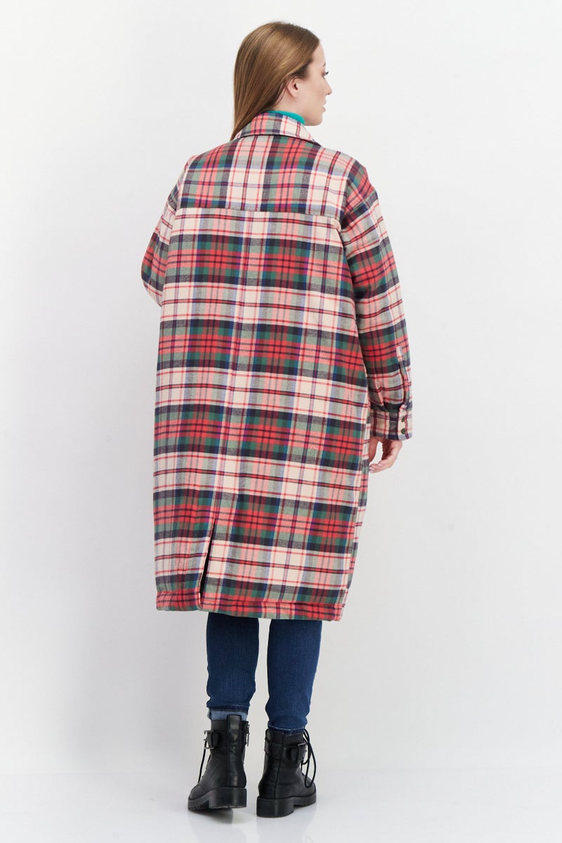 Eddie Bauer Women Spread Collar checkered Shirt Jackets, Pink Combo - Image 3