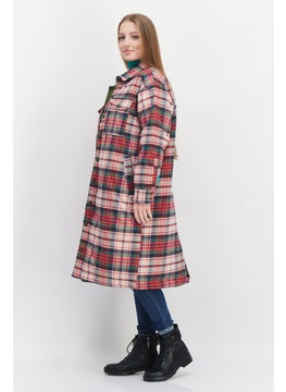 Eddie Bauer Women Spread Collar checkered Shirt Jackets, Pink Combo  - Image 2