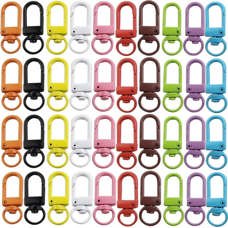 Nsbell 50Pcs Colorful Metal Lobster Claw Clasps Swivel Lanyards Trigger Snap Hooks Strap With Key Rings Diy Accessories For Bag Key Chains Connector Jewelry Making  10 Colors - Image 1