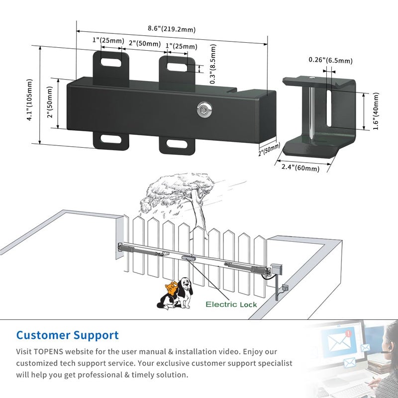 TOPENS ET24 Automatic Electric Gate Lock for DC 24V Swing Gate Opener Gate Operator System Device Safe Security Gate Lock - Image 5