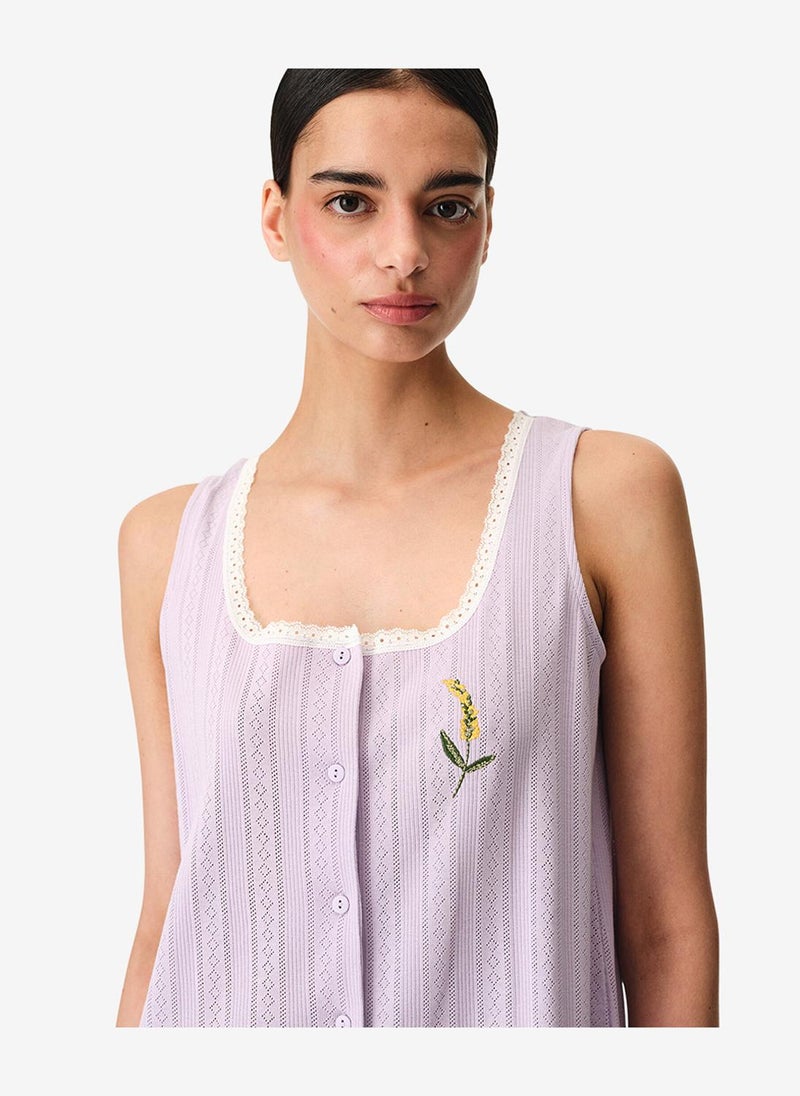 Penti Women Blossom Solid Sleeveless Lilac Night Dress - Image 3