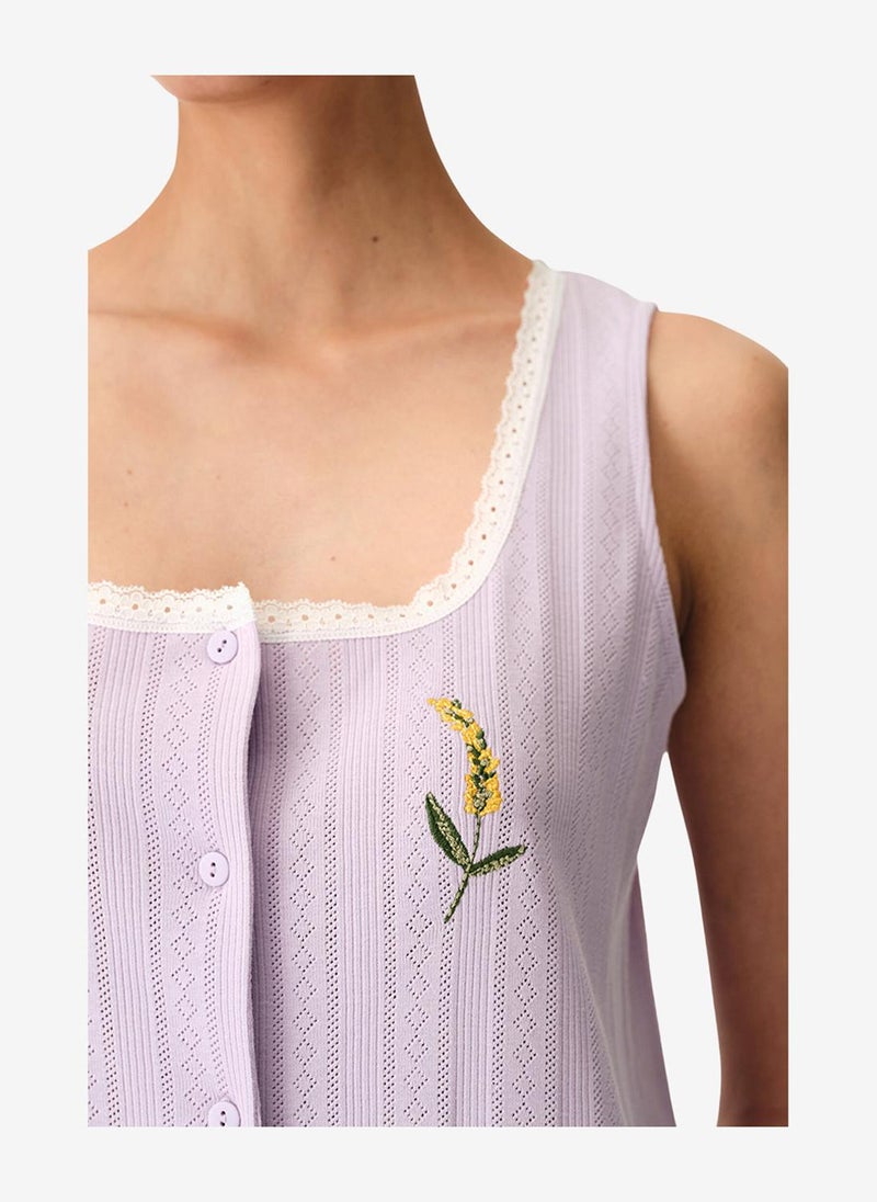 Penti Women Blossom Solid Sleeveless Lilac Night Dress - Image 4