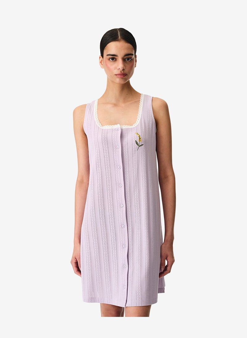 Penti Women Blossom Solid Sleeveless Lilac Night Dress - Image 1