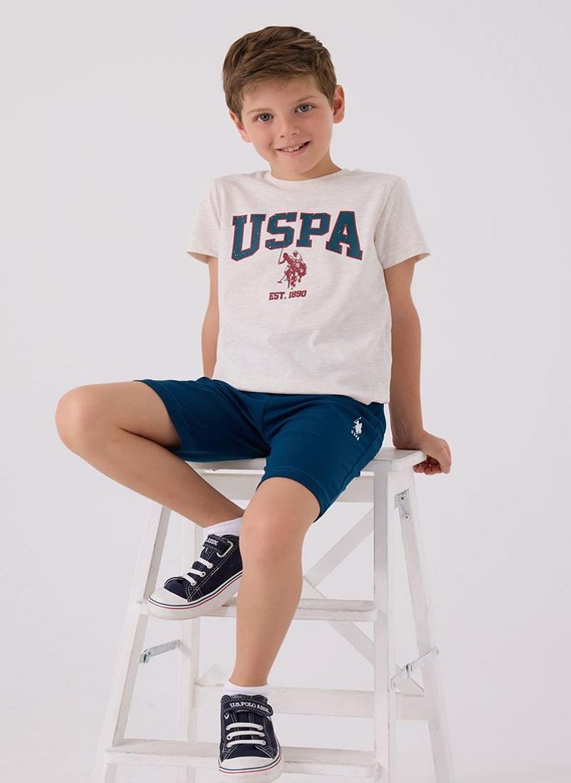 U.S. Polo Assn. U.S. Polo Assn. Boys Beige Bermuda Set - Image 3