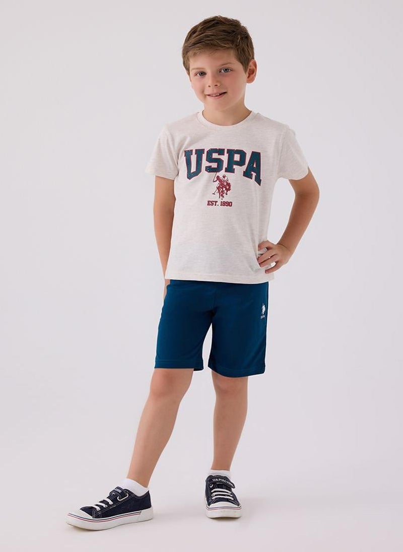 U.S. Polo Assn. U.S. Polo Assn. Boys Beige Bermuda Set - Image 1