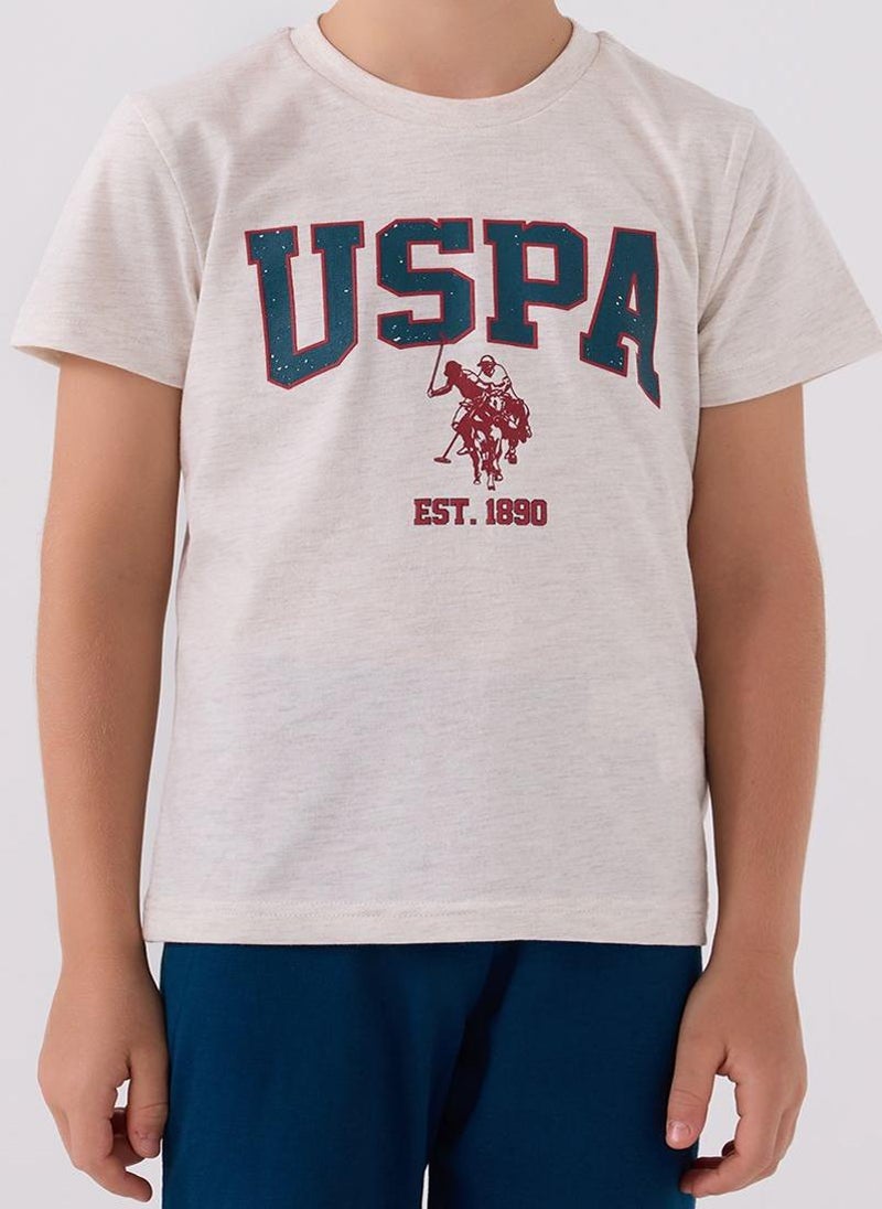 U.S. Polo Assn. U.S. Polo Assn. Boys Beige Bermuda Set - Image 4