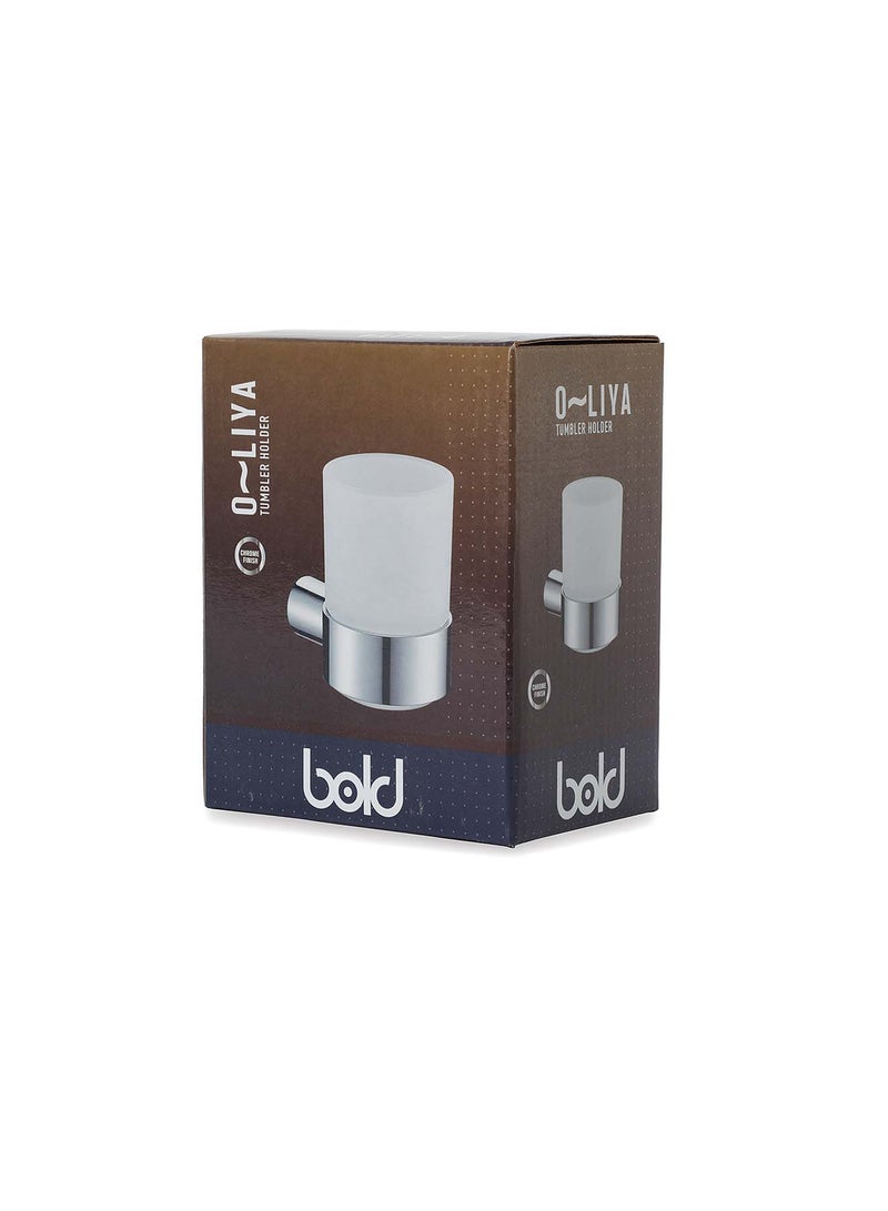 Bold O-Liya Tumbler Holder – Elegant Chrome Silver Brass Bathroom Accessory, Sturdy Rust-Proof Organizer for Toothbrush Cups and Essentials, Sleek Modern Design - Image 4