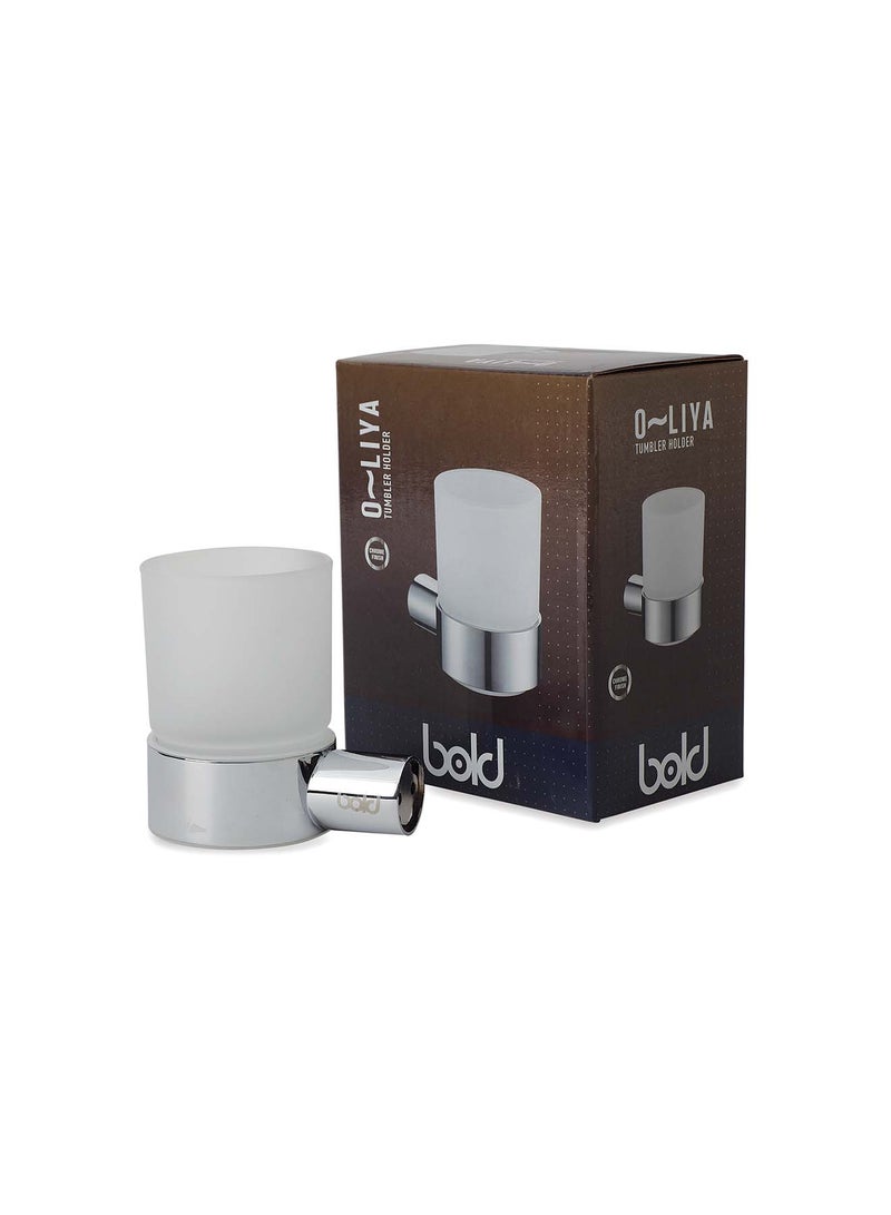 Bold O-Liya Tumbler Holder – Elegant Chrome Silver Brass Bathroom Accessory, Sturdy Rust-Proof Organizer for Toothbrush Cups and Essentials, Sleek Modern Design - Image 3