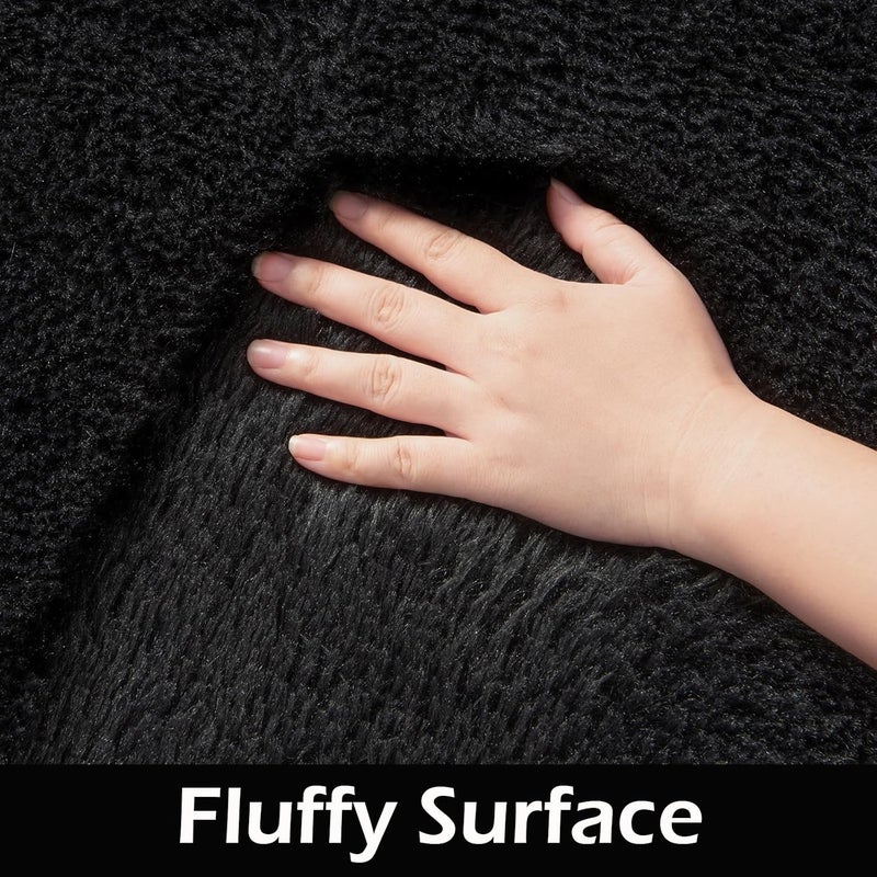 HOMORE Black Rugs for Living Room, 5x8 Area Rugs for Bedroom Fluffy Furry Rug for Kids Room, Large Shaggy Rug for Teen Boys Girls Room, Big Fuzzy Carpet for Dorm Home Decor - Image 5