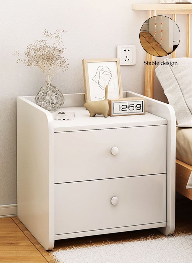 Spides Double Tier Nightstands White Simple Bedside End Table Home Bedroom Crevice Bedside Table Modern Side Accent Table Mini Storage Side Table End Table Small Space Corner Table Storage Cabinet for Bedroom, Living Room - Image 1
