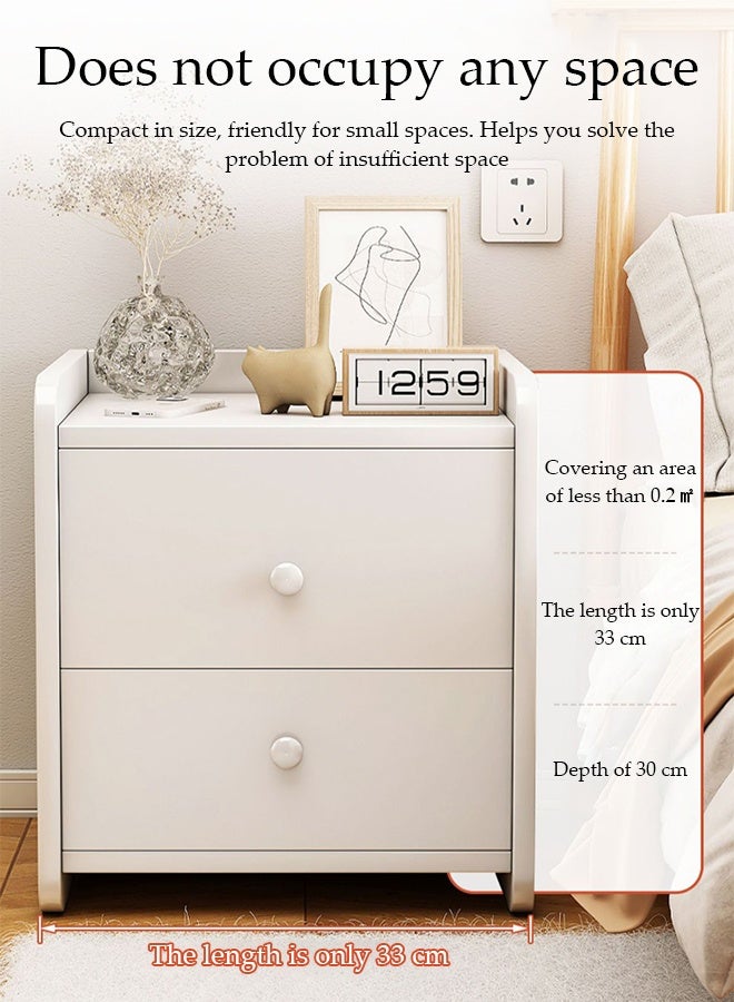 Spides Double Tier Nightstands White Simple Bedside End Table Home Bedroom Crevice Bedside Table Modern Side Accent Table Mini Storage Side Table End Table Small Space Corner Table Storage Cabinet for Bedroom, Living Room - Image 2