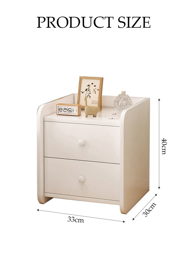 Spides Double Tier Nightstands White Simple Bedside End Table Home Bedroom Crevice Bedside Table Modern Side Accent Table Mini Storage Side Table End Table Small Space Corner Table Storage Cabinet for Bedroom, Living Room - Image 3